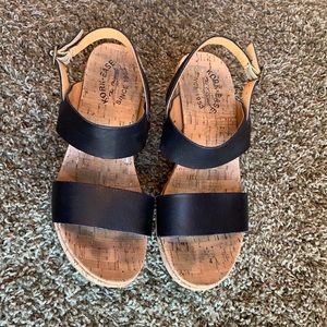 Kork-Ease Black Wedge Sandals